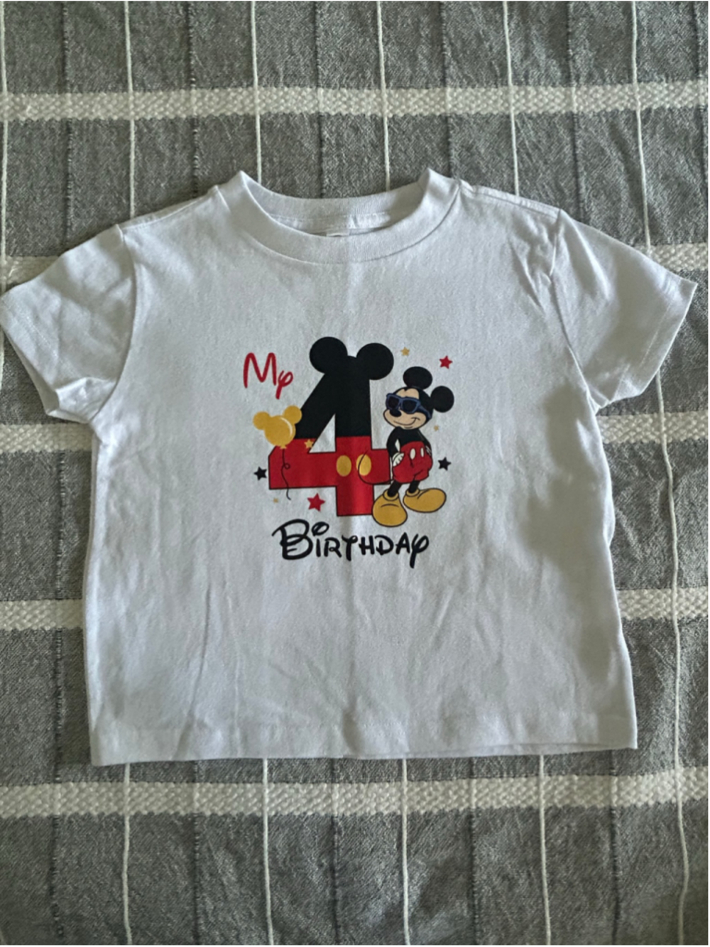 NWOT Rabbit Skins Mickey Mouse Game 4th Birthday T-Shirt Size 4 White Red